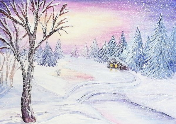 Зима нарисованные