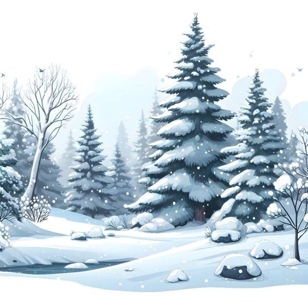 Зима нарисованные