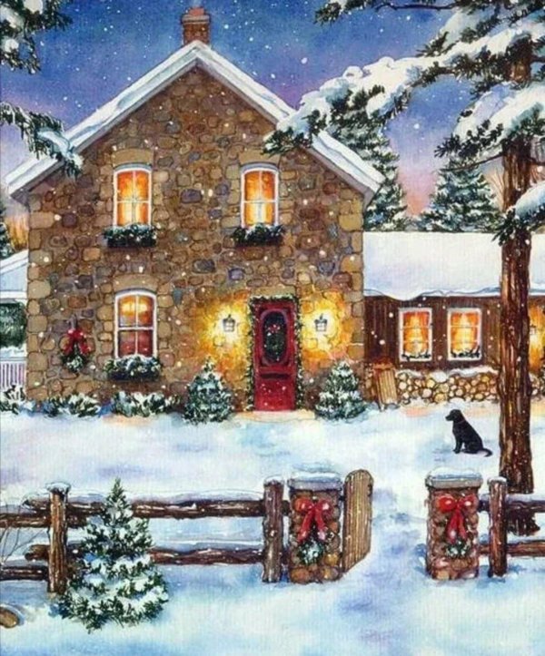 Зима нарисованные