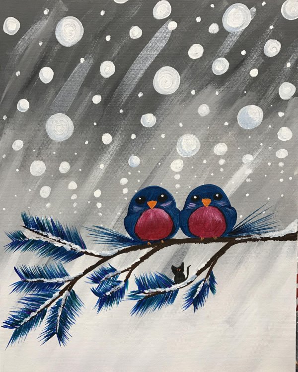 Зима нарисованные