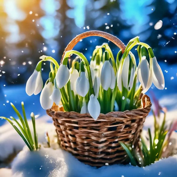 корзина с подснежниками