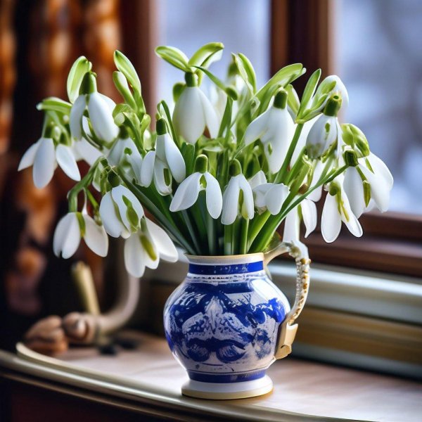 красивый букет подснежников