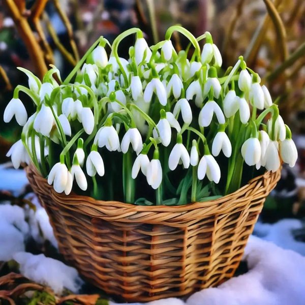 корзина подснежников