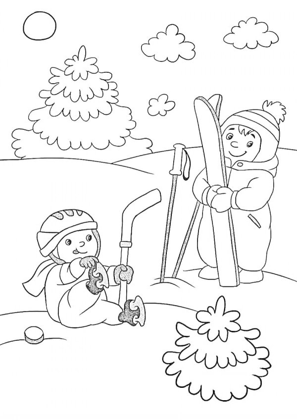 Зима для детей карандашом