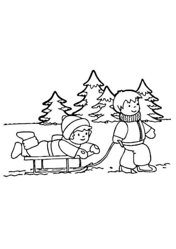 Зима для детей карандашом