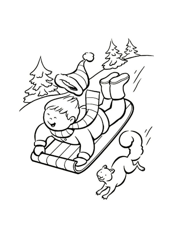 Зима для детей карандашом