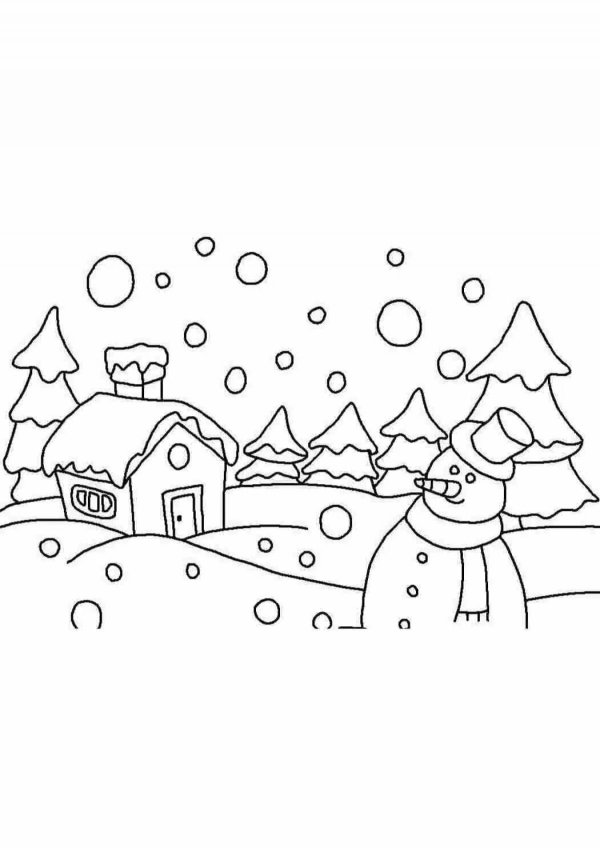 Зима для детей карандашом