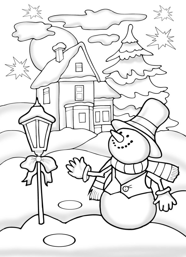 Зима для детей карандашом