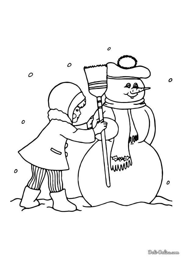 Зима для детей карандашом