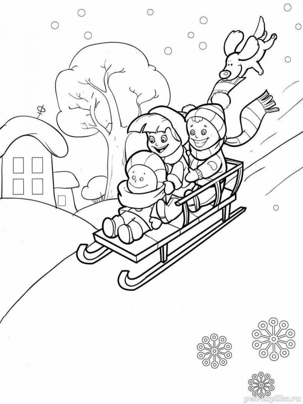 Зима для детей карандашом