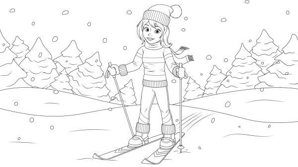 Зима для детей карандашом