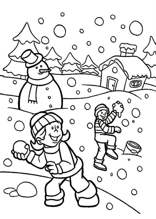 Зима для детей карандашом