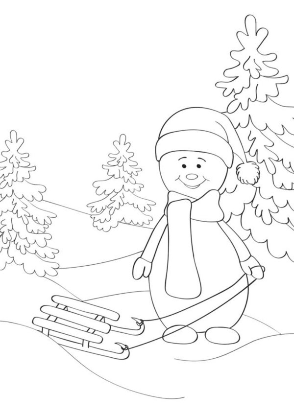 Зима для детей карандашом