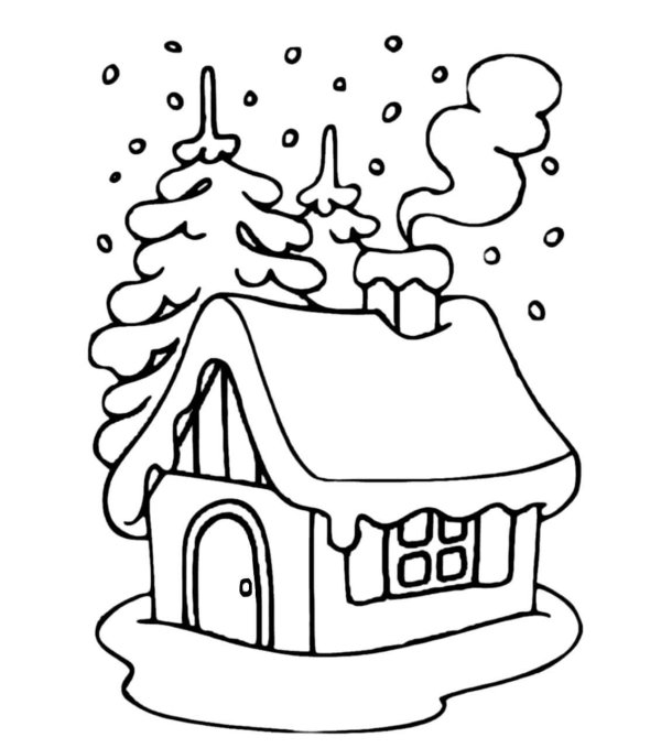 Зима для детей карандашом