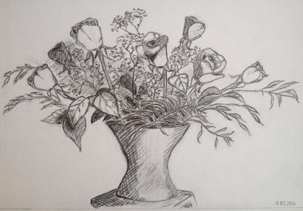 С цветами карандашом