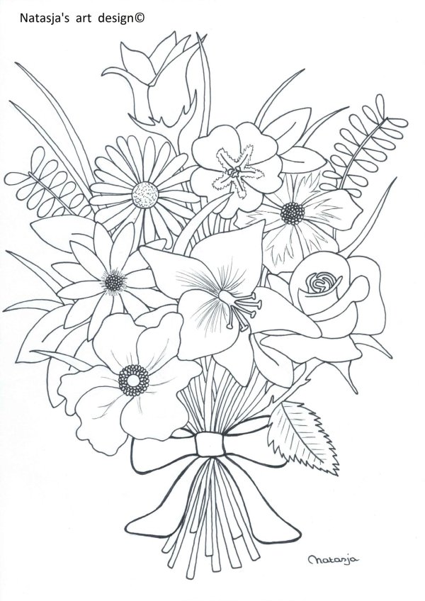 букет раскраска