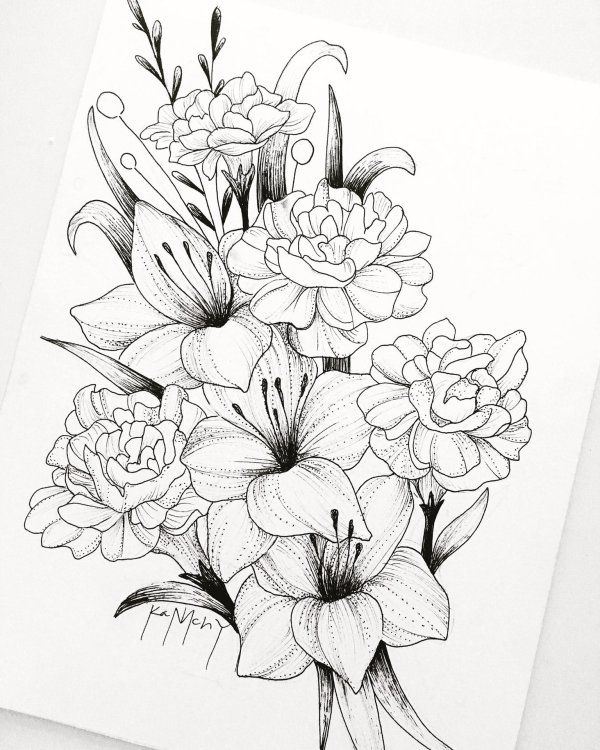 тату лилии эскизы
