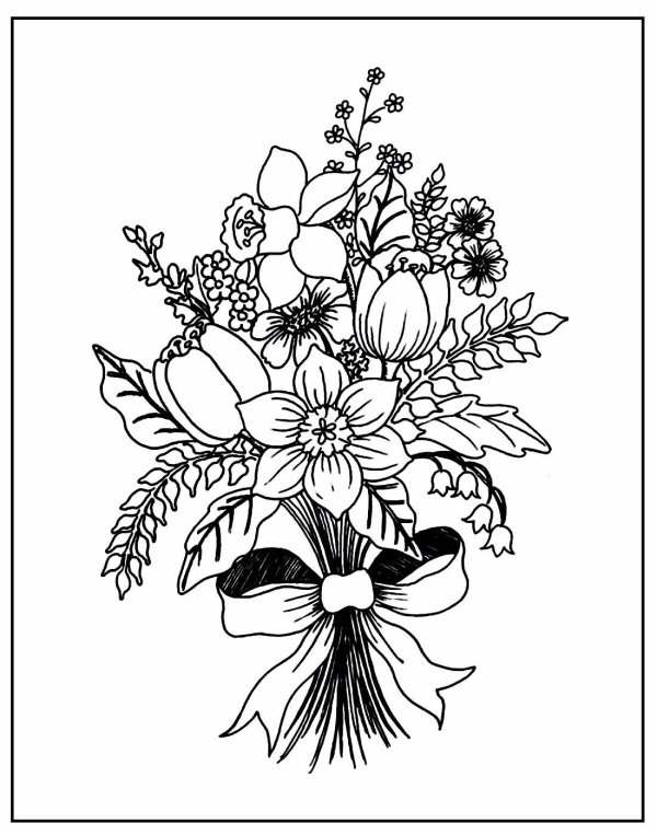 раскраска букет