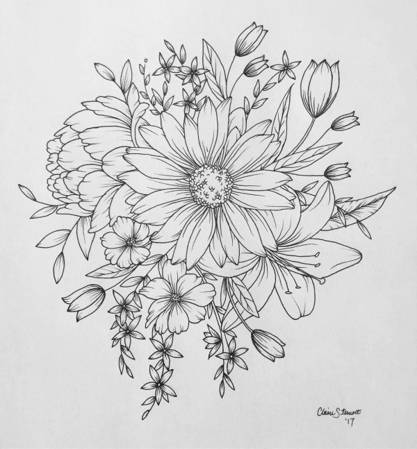 букет цветов эскиз