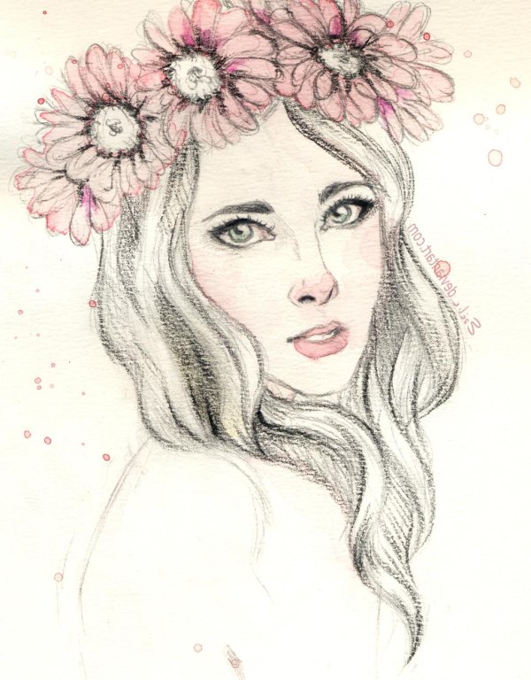 девушка рисунок красками