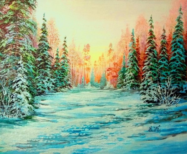 Маслом зима