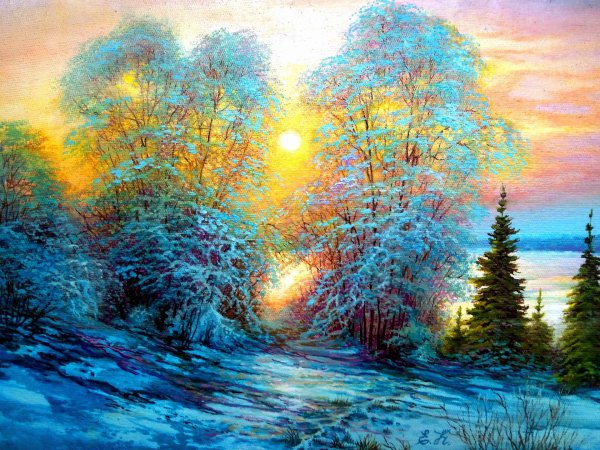 Маслом зима