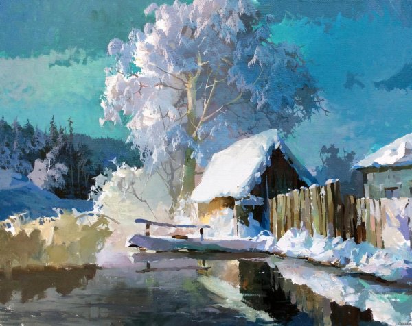 Маслом зима