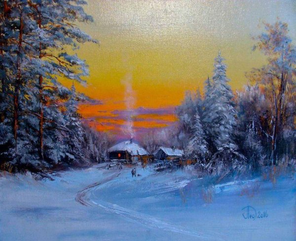 Маслом зима