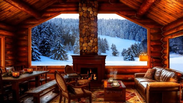 Зима камин