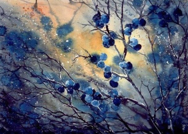Акварель зима