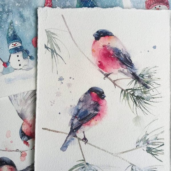 Акварель зима