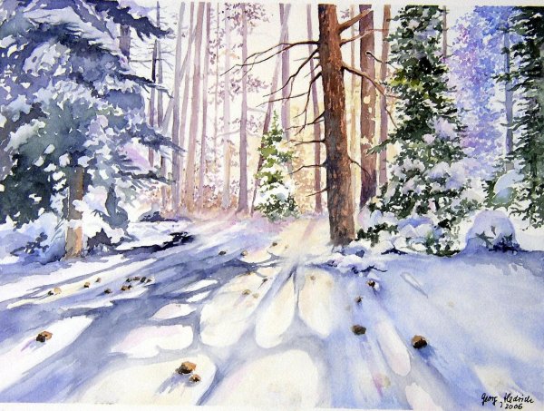 Акварель зима