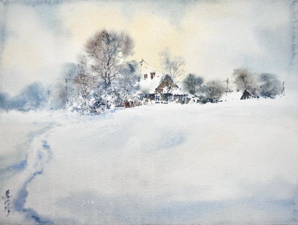 Акварель зима