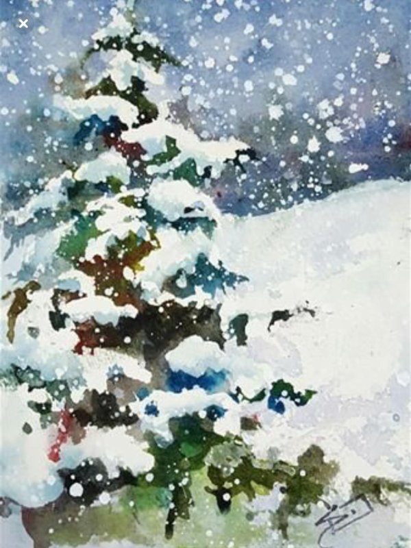 Акварель зима