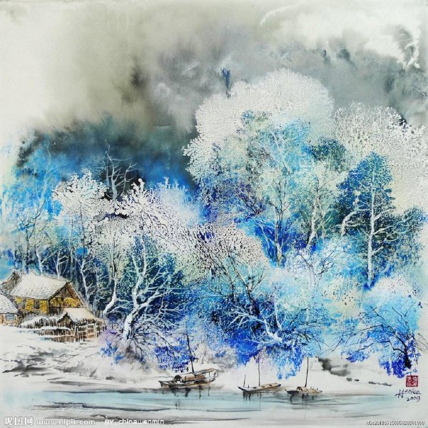 Акварель зима