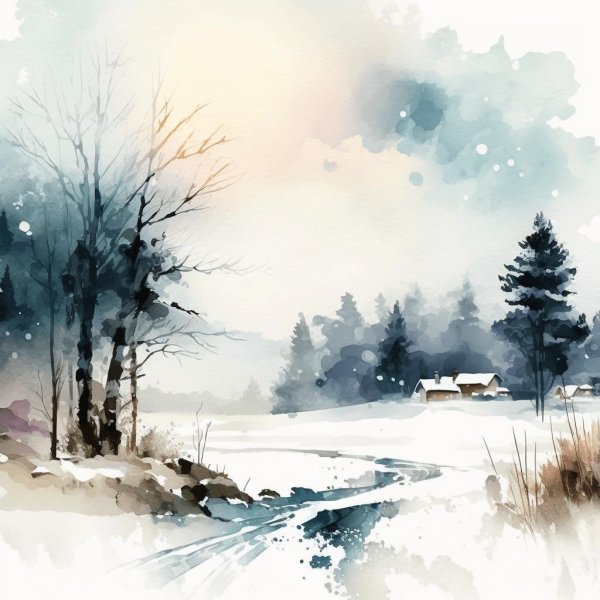 Акварель зима