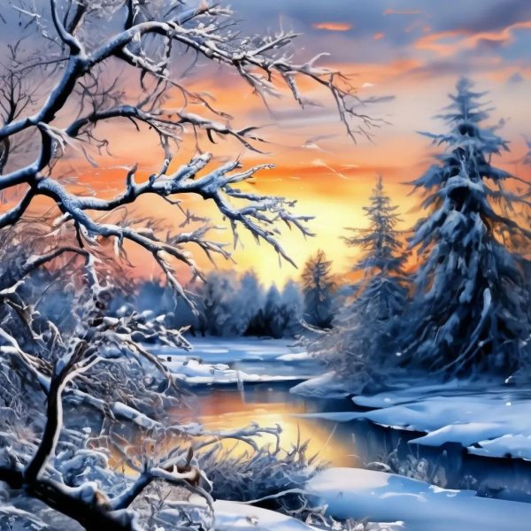 Акварель зима