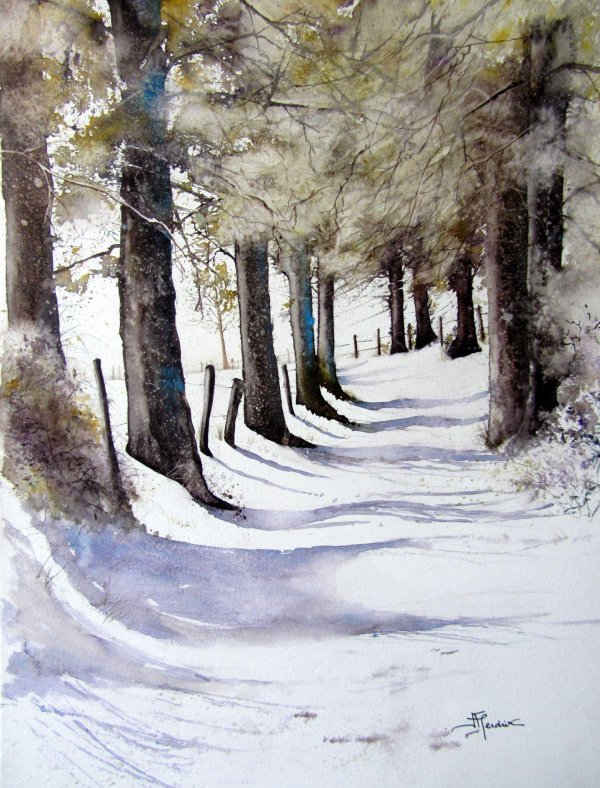 Акварель зима