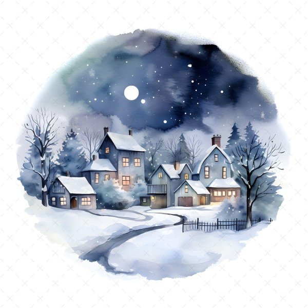 Акварель зима