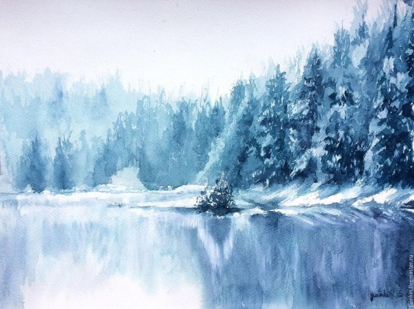 Акварель зима