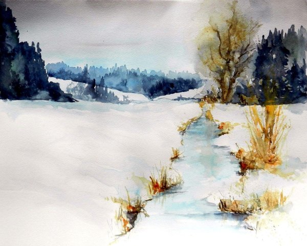Акварель зима