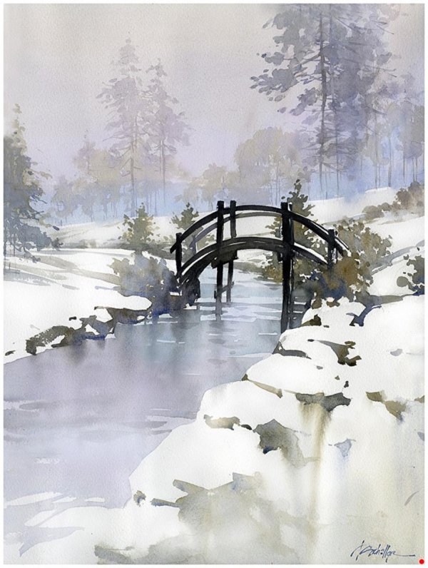 Акварель зима