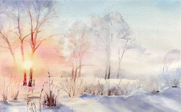 Акварель зима