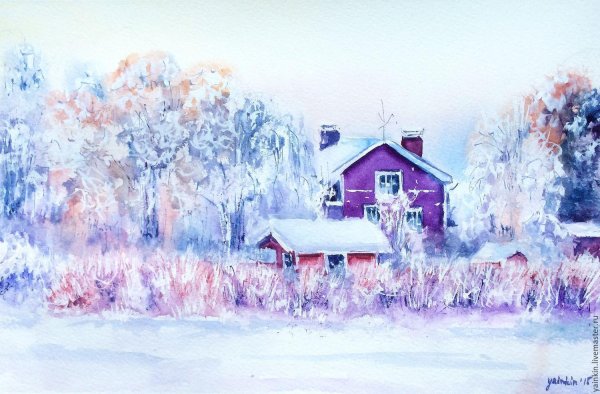 Акварель зима