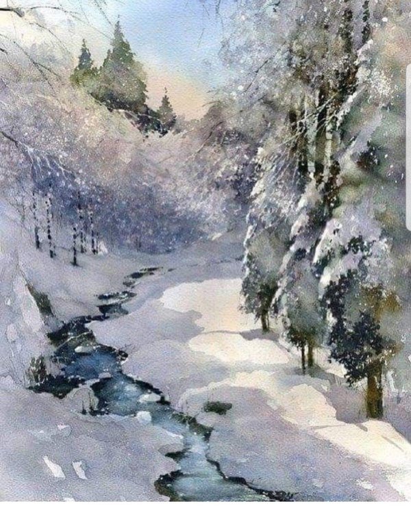 Акварель зима