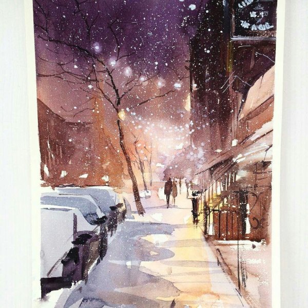 Акварель зима