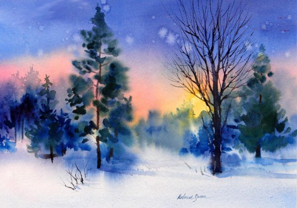 Акварель зима