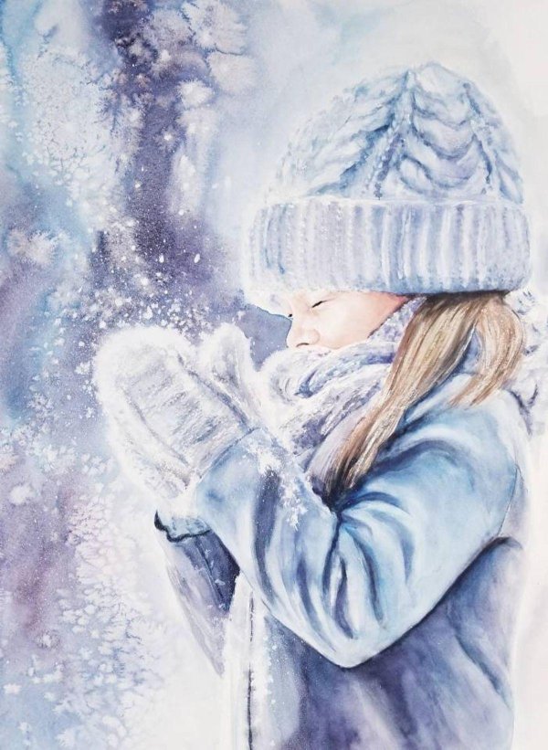 Акварель зима