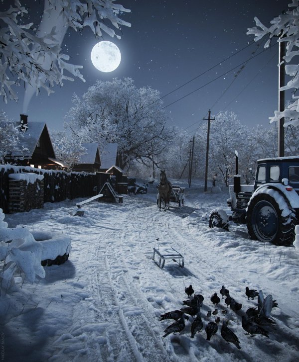 Зима деревня пейзажи