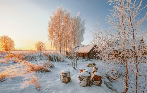 Зима деревня пейзажи